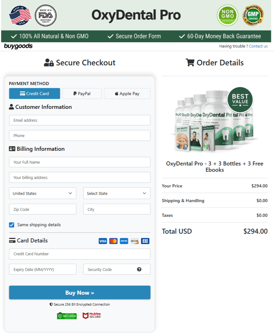 OxyDental Pro-checkout-page